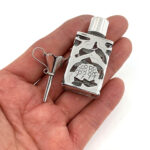 Rectangular Perfume Bottle And Funnel Set Finished In 925 English Hallmarked Sterling Silver