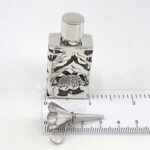 Rectangular Perfume Bottle And Funnel Set Finished In 925 English Hallmarked Sterling Silver
