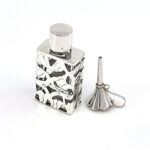 Rectangular Perfume Bottle And Funnel Set Finished In 925 English Hallmarked Sterling Silver
