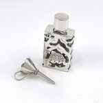 Rectangular Perfume Bottle And Funnel Set Finished In 925 English Hallmarked Sterling Silver