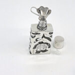 Rectangular Perfume Bottle And Funnel Set Finished In 925 English Hallmarked Sterling Silver