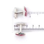 Rectangular Torpedo Cufflinks Set With Pink Shell In 925 English Hallmarked Sterling Silver