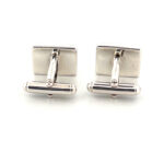 Rectangular Torpedo Cufflinks Set With Pink Shell In 925 English Hallmarked Sterling Silver