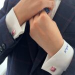 Rectangular Torpedo Cufflinks Set With Pink Shell In 925 English Hallmarked Sterling Silver