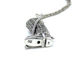 Riding Boot And Crop Pendant Set With Czech Crystals And Amethyst, Finished In 925 English Hallmarked Sterling Silver