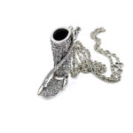 Riding Boot And Crop Pendant Set With Czech Crystals And Amethyst, Finished In 925 English Hallmarked Sterling Silver