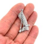 Riding Boot And Crop Brooch With Amethyst And Crystals, finished in 925 English Hallmarked Sterling Silver
