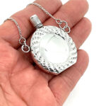 Rope Design Perfume Bottle Pendant With Funnel Victorian Style, Finished In 925 English Hallmarked Sterling Silver