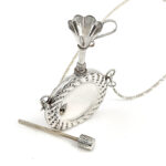 Rope Design Perfume Bottle Pendant With Funnel Victorian Style, Finished In 925 English Hallmarked Sterling Silver