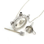Rope Design Perfume Bottle Pendant With Funnel Victorian Style, Finished In 925 English Hallmarked Sterling Silver