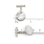 Round Striped Chain Link Cufflinks Set With Mother Of Pearl In 925 English Hallmarked Sterling Silver