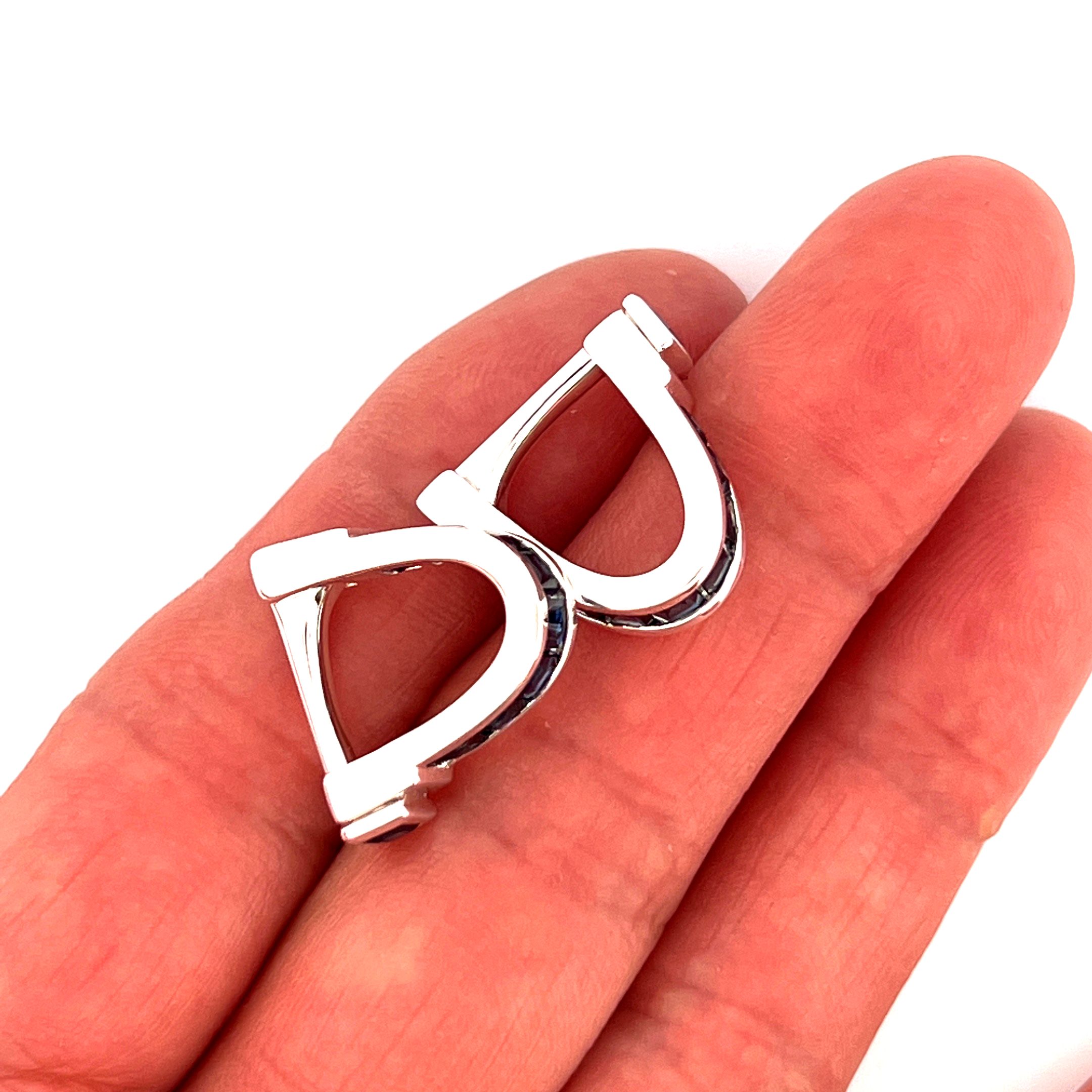 CU450 (5) Sapphire Wrap Around Cufflinks Set With Sapphire In 925 English Hallmarked Sterling Silver