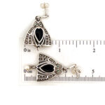 Scarab Beetle Drop Earrings With Onyx Marcasite Emerald And Pearl Detail Finished In 925 English Hallmarked Sterling Silver