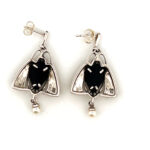 Scarab Beetle Drop Earrings With Onyx Marcasite Emerald And Pearl Detail Finished In 925 English Hallmarked Sterling Silver