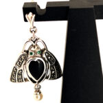 Scarab Beetle Drop Earrings With Onyx Marcasite Emerald And Pearl Detail Finished In 925 English Hallmarked Sterling Silver