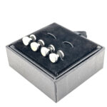 Set Of Four Dress Shirt Studs With Mother Of Pearl, finished in 925 English Hallmarked Sterling Silver 10 Set Of Four Dress Shirt Studs With Mother Of Pearl, finished in 925 English Hallmarked Sterling Silver