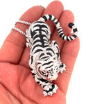 Siberian Tiger Pin Brooch Pendant Rhodium Plated Metal Alloy Set With Enamel And Czech Crystals