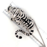 Siberian Tiger Pin Brooch Pendant Rhodium Plated Metal Alloy Set With Enamel And Czech Crystals
