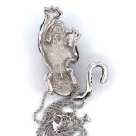 Siberian Tiger Pin Brooch Pendant Rhodium Plated Metal Alloy Set With Enamel And Czech Crystals