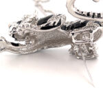 Siberian Tiger Pin Brooch Pendant Rhodium Plated Metal Alloy Set With Enamel And Czech Crystals