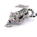 Siberian Tiger Pin Brooch Pendant Rhodium Plated Metal Alloy Set With Enamel And Czech Crystals