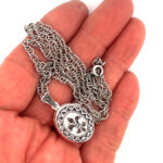 Small Oval Fleur De Lys Locket Set with Marcasite on Rope Chain, finished in 925 English Hallmarked Sterling Silver 3 Small Oval Fleur De Lys Locket Set with Marcasite on Rope Chain, finished in 925 English Hallmarked Sterling Silver