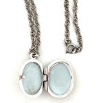 Small Oval Fleur De Lys Locket Set with Marcasite on Rope Chain, finished in 925 English Hallmarked Sterling Silver 6 Small Oval Fleur De Lys Locket Set with Marcasite on Rope Chain, finished in 925 English Hallmarked Sterling Silver