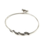 Snake Cuff Bangle Art Deco Style With Marcasite, finished in 925 English Hallmarked Sterling Silver