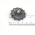 Starburst Brooch With Crystals And Pearl, finished in 925 English Hallmarked Sterling Silver