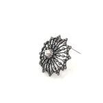 Starburst Brooch With Crystals And Pearl, finished in 925 English Hallmarked Sterling Silver