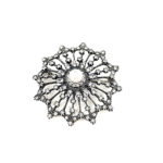 Starburst Brooch With Crystals And Pearl, finished in 925 English Hallmarked Sterling Silver