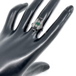 Marcasite Set Ring With Black Onyx And Green Agate Finished In 925 English Hallmarked Sterling Silver