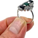 Marcasite Set Ring With Black Onyx And Green Agate Finished In 925 English Hallmarked Sterling Silver