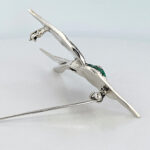 Swallow Pin Brooch With Enamel And Marcasite Finished In 925 English Hallmarked Sterling Silver