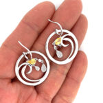 Swirl Design Earrings Set With Citrine And Cubic Zirconia Finished In 925 English Hallmarked Sterling Silver