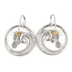 Swirl Design Earrings Set With Citrine And Cubic Zirconia Finished In 925 English Hallmarked Sterling Silver