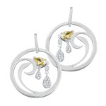 Swirl Design Earrings Set With Citrine And Cubic Zirconia Finished In 925 English Hallmarked Sterling Silver