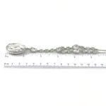Teardrop Necklace Elizabethan Style Rhodium Plated Metal Alloy Set With Light Green And Clear Czech Crystals