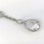 Teardrop Necklace Elizabethan Style Rhodium Plated Metal Alloy Set With Light Green And Clear Czech Crystals