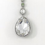 Teardrop Necklace Elizabethan Style Rhodium Plated Metal Alloy Set With Light Green And Clear Czech Crystals