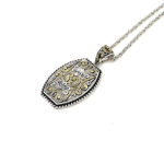 Two Tone Floral Design Pendant With Gold Plating Finished In 925 English Hallmarked Sterling Silver