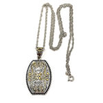 Two Tone Floral Design Pendant With Gold Plating Finished In 925 English Hallmarked Sterling Silver