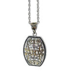 Two Tone Floral Design Pendant With Gold Plating Finished In 925 English Hallmarked Sterling Silver