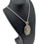 Two Tone Floral Design Pendant With Gold Plating Finished In 925 English Hallmarked Sterling Silver