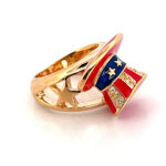 Uncle Sams Hat Ring Gold Plated Metal Alloy Set With Enamel And Czech Crystals 1 Uncle Sams Hat Ring Gold Plated Metal Alloy Set With Enamel And Czech Crystals