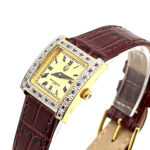 Diamond Set Rectangular Watch With Brown Leather Strap Finished In 925 English Hallmarked Sterling Silver 10 Diamond Set Rectangular Watch With Brown Leather Strap Finished In 925 English Hallmarked Sterling Silver