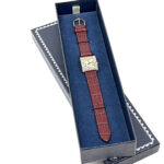 Diamond Set Rectangular Watch With Brown Leather Strap Finished In 925 English Hallmarked Sterling Silver 11 Diamond Set Rectangular Watch With Brown Leather Strap Finished In 925 English Hallmarked Sterling Silver