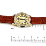 Round Diamond Set Watch With Brown Leather Strap And Diamond Set Winder Finished In 925 English Hallmarked Sterling Silver
