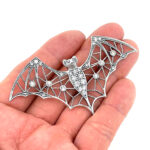 Bat Brooch With Crystals, finished in 925 English Hallmarked Sterling Silver