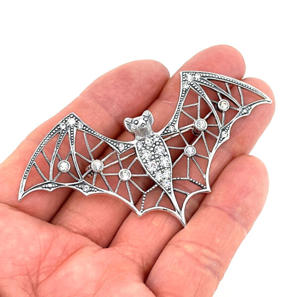 Bat Pin Brooch – 925 Sterling Silver English Hallmarks with Swarovski ...